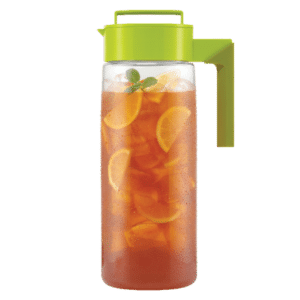 Takeya's Flash Chill Iced Tea Maker - Filled with tea, ice, and lemons.