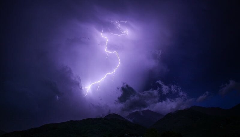 Thunder and Lightning over Mountains