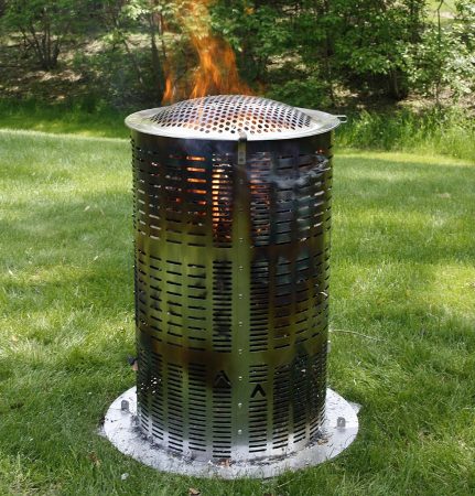 Paper Leaves with Liner can Burn Garbage Five Sizes Red/Gold/Silver Steel Fire Cage QILIN Stainless Steel Burn Barrel Garden Incinerator 