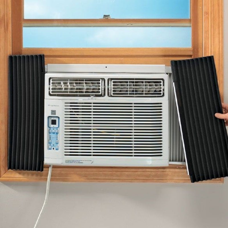 The air conditioner are insulated with side panels to prevent air leaks.