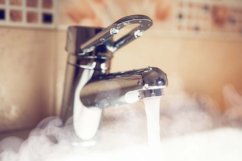 Hot water from a tap