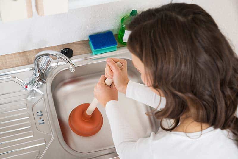 Woman Unblocking Sink 