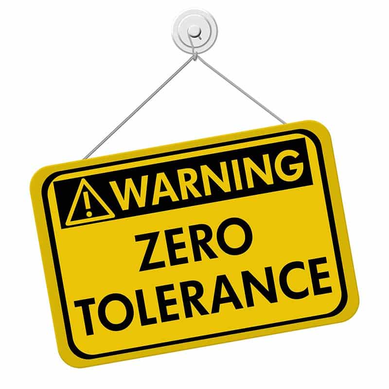 Zero tolerance sign