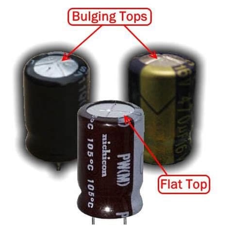 A bulging capacitor for dispenser circuit board.