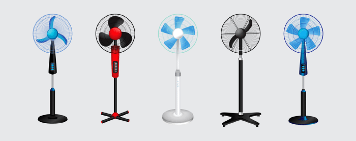 5 standing fans