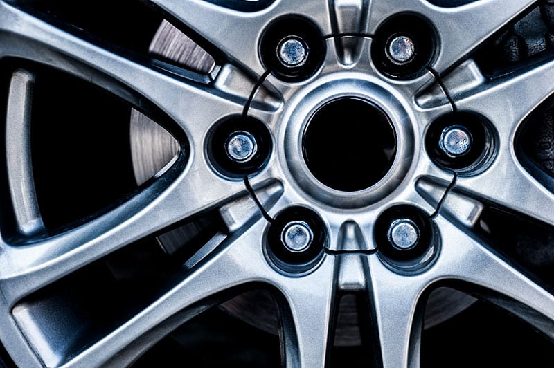 Lug nuts on a tire