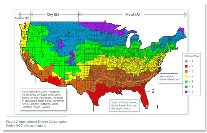 map showing the climate zone