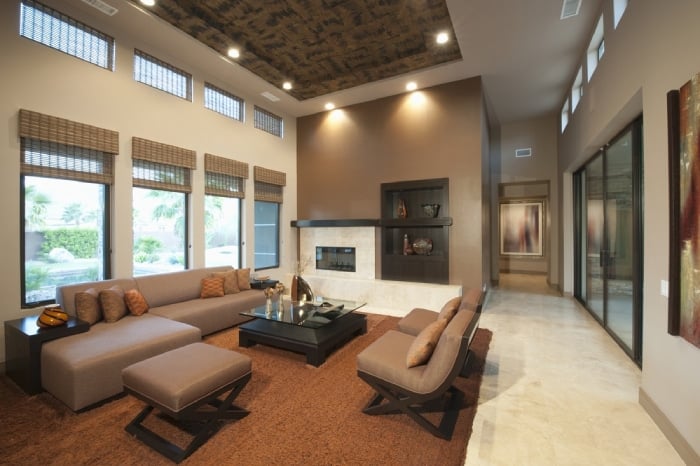 High ceiling living room