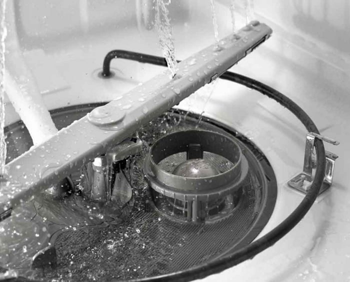Check if your dishwasher's sprayer arm is clogged