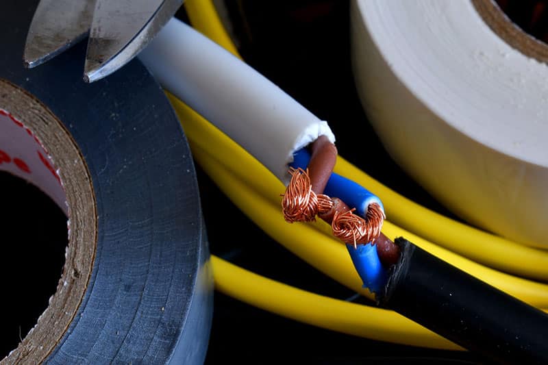 use electrical tape on exposed wires