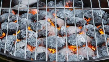 Charcoal Briquettes in a Grill