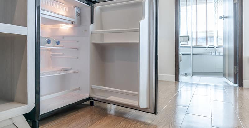 A freezer with the door open