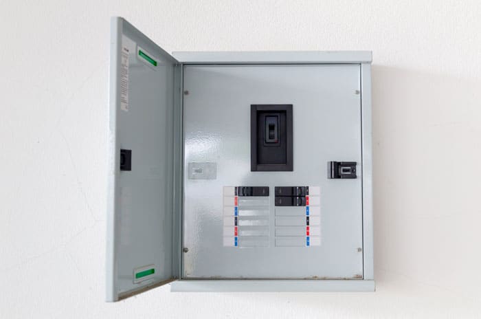 gray circuit breaker on a wall