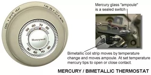 old thermostat with mercury bulb