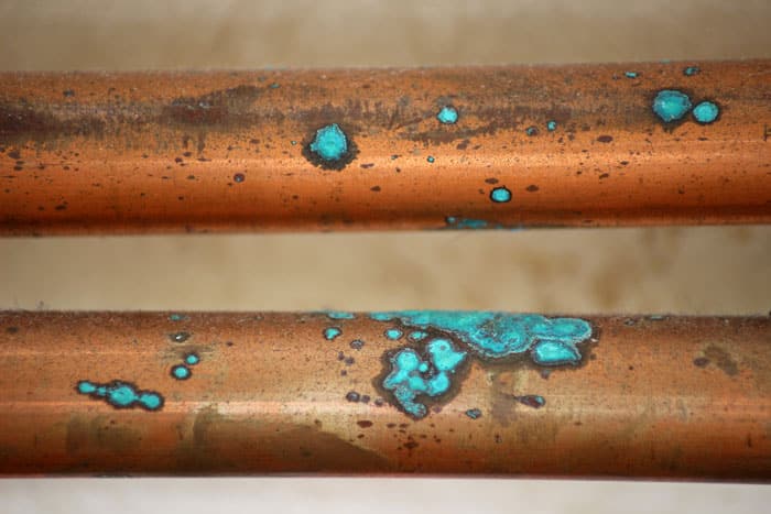 rusty copper pipes