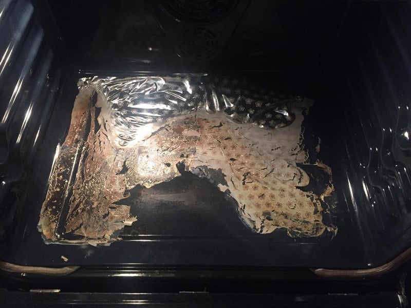 Burned plastic inside of oven