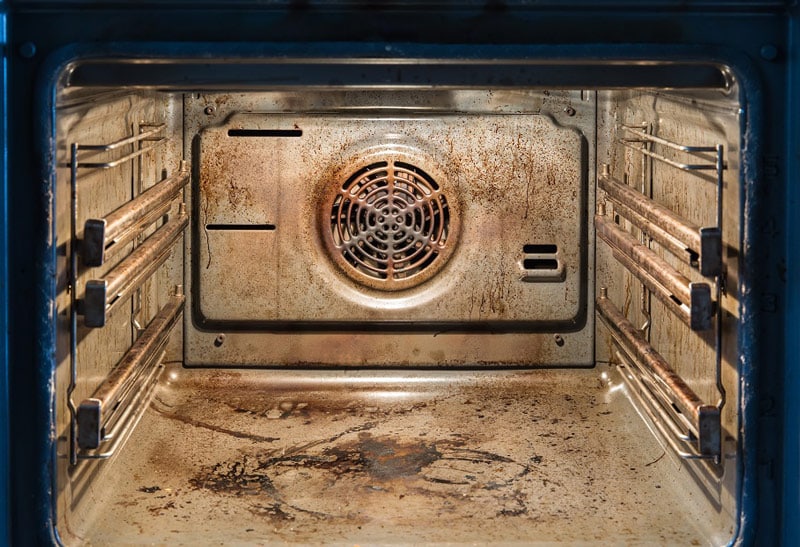 Oven with grease inside
