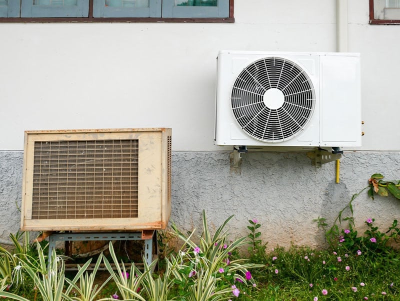 old and new air con