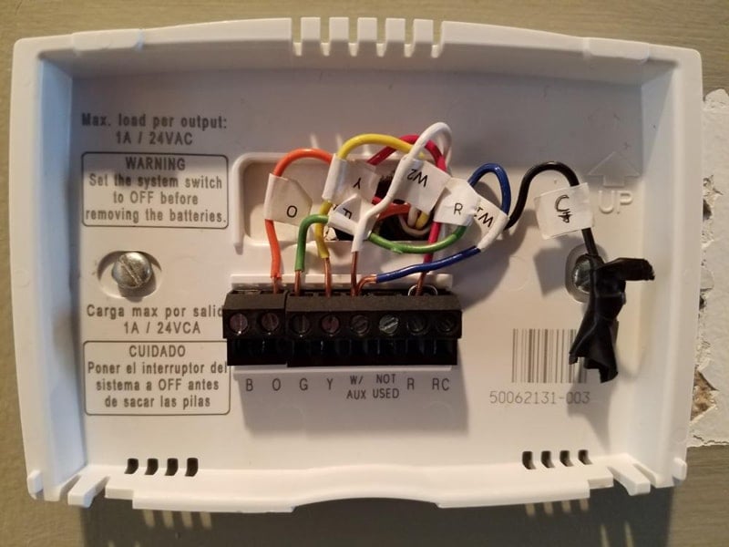 Electrical wires of a Thermostat