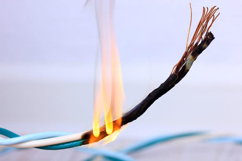 Electrical wiring set on fire