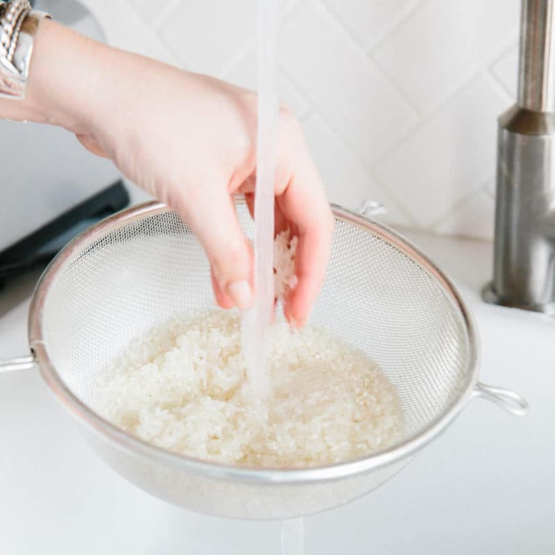 Washing rice with water