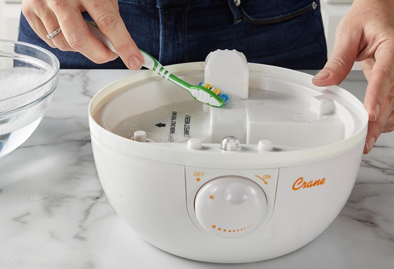 Woman Cleaning Dehumidifier