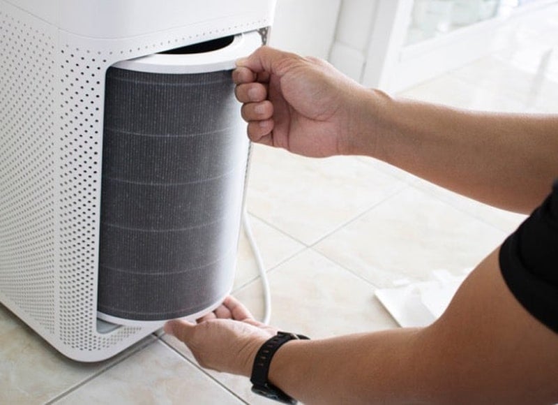 Taking out filter from air purifier
