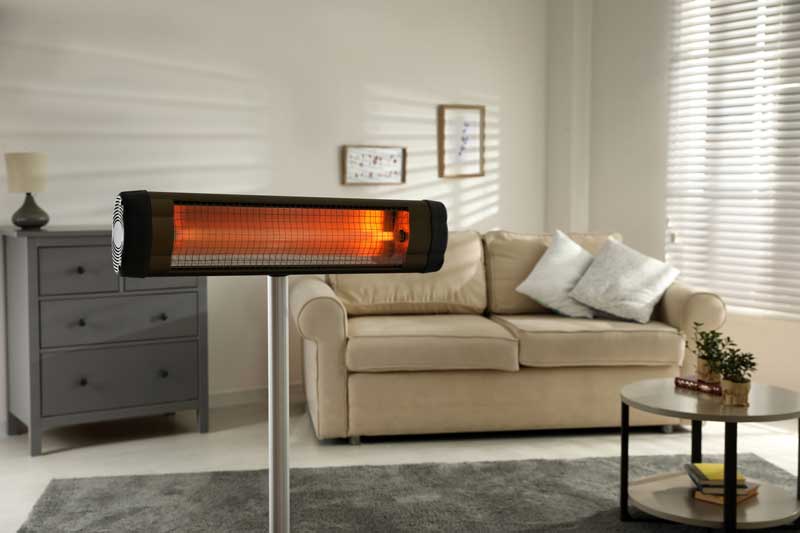Modern living room with infrared heater