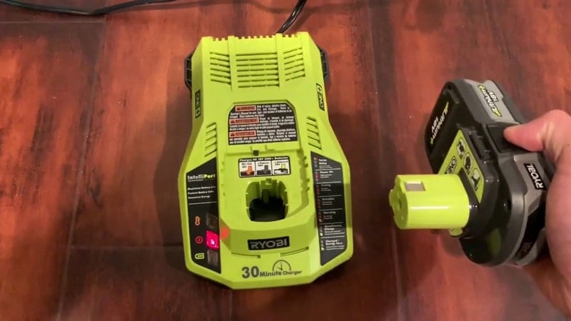 Ryobi Charger With Battery Disconnected and Red Light On