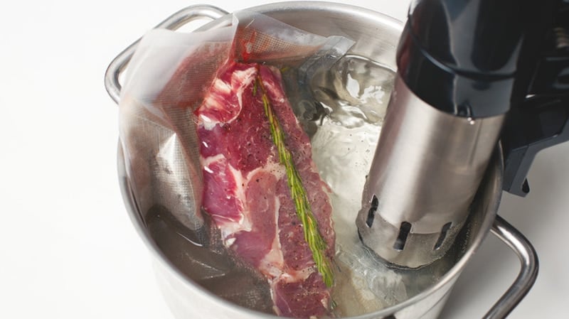 Sous Vide In A Pot With Fresh Meat Beside
