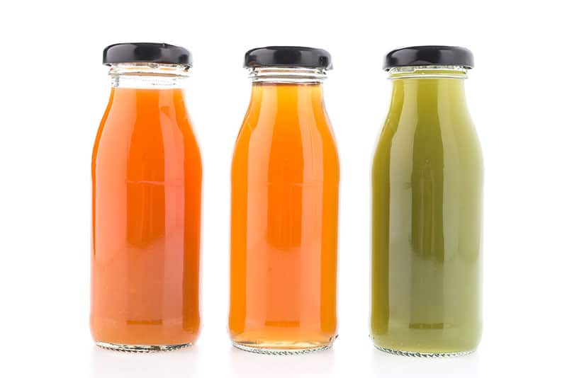 assorted bottled juice