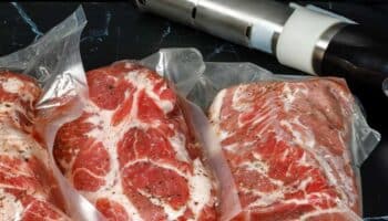 a sous vide and portions of meat in packaging