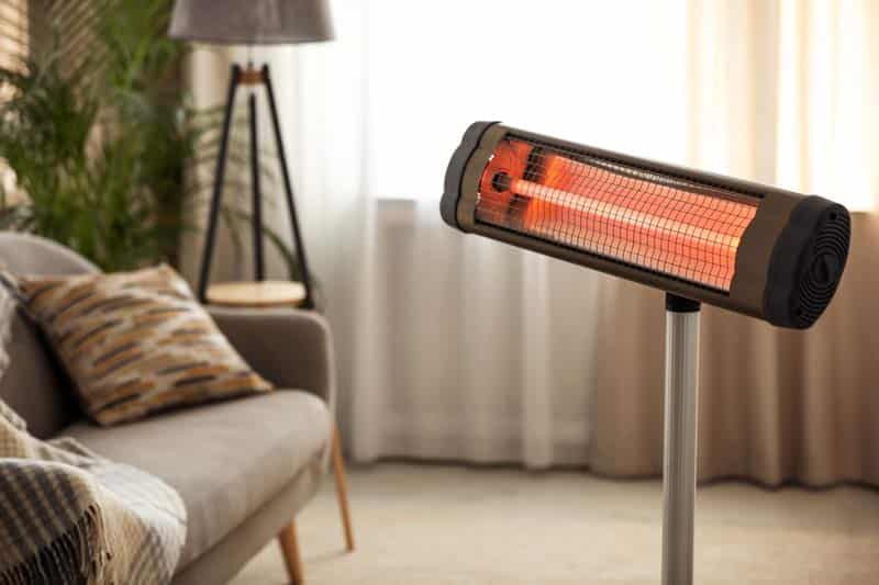 An infrared heater in a living room