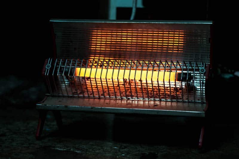 turned-on infrared heater