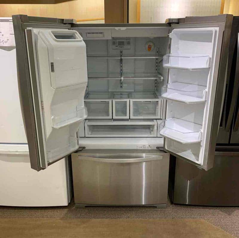 Empty Refrigerator With Open Doors