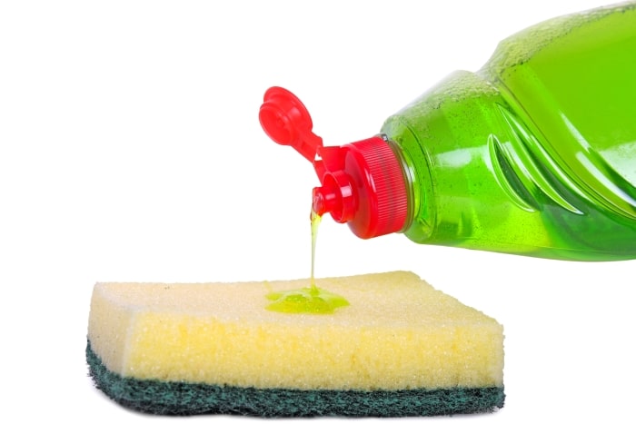 A sponge with dishwashing soap