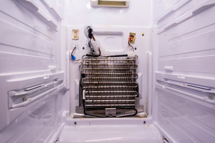 A freezer's evaporator coils