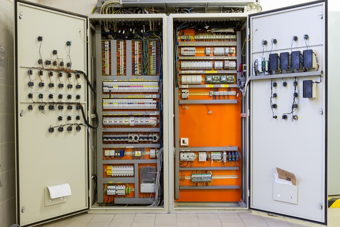 An open circuit breaker terminal