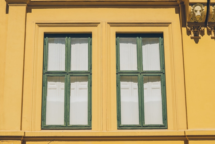 Window frames seen from the outside