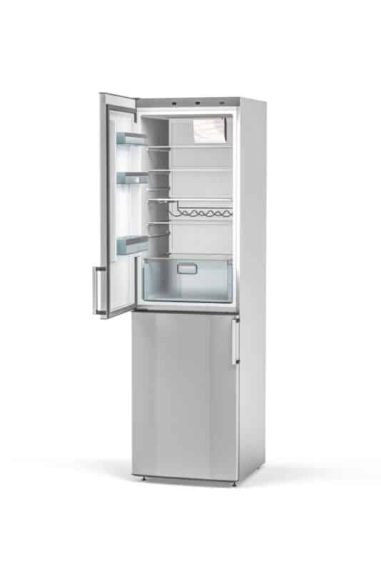 A bottom-freezer refrigerator