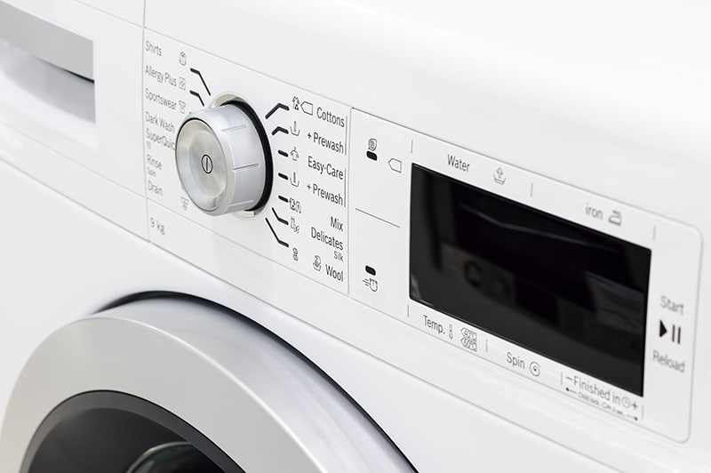 control panel on a washer