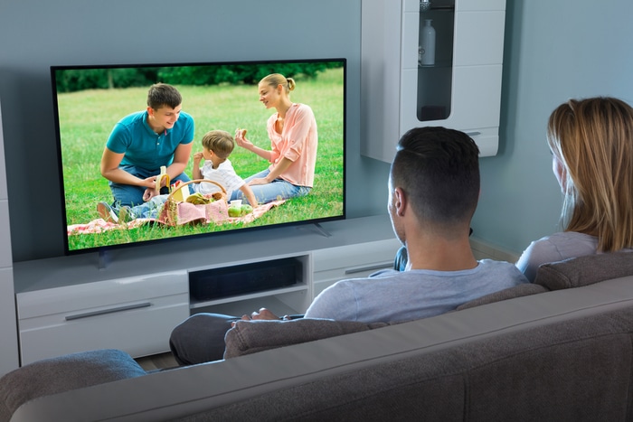 A family watching TV