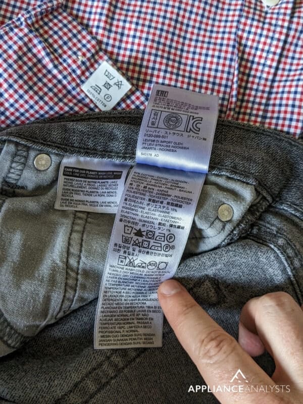 Care label on clothes