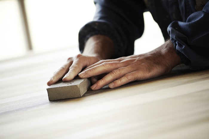 sanding wood surface