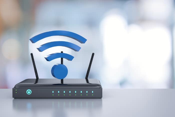 A router with a Wi-Fi icon