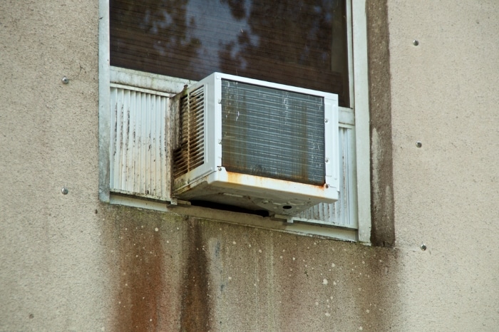 A window AC in a building