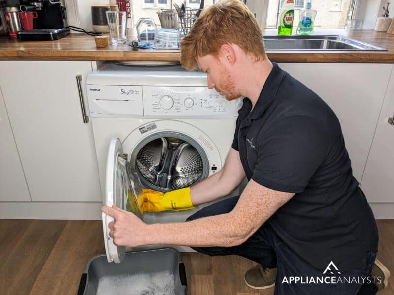 Cleaning a washer door