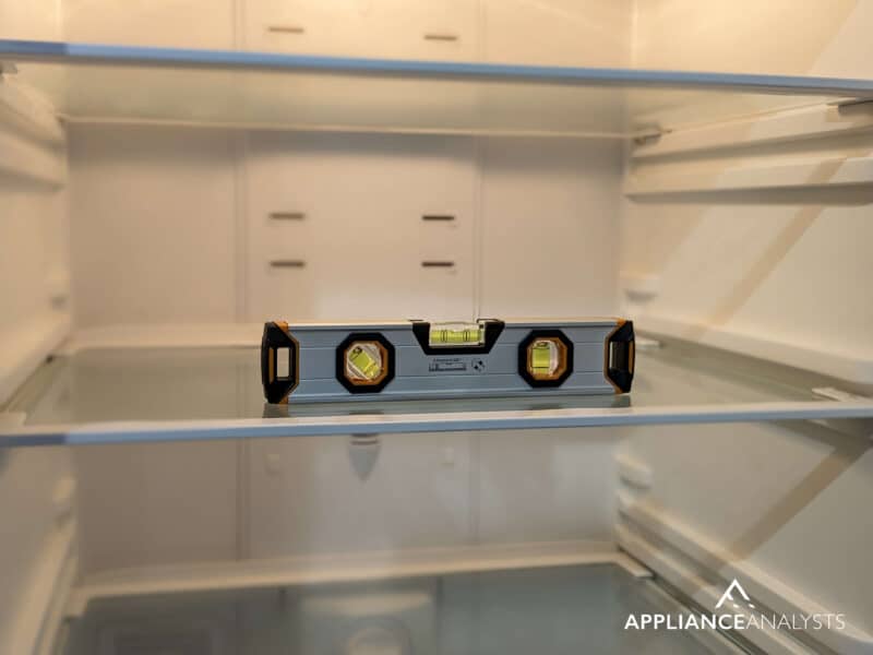 spirit level inside a fridge