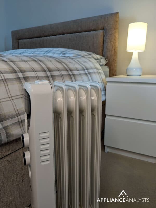 oil-filled heater in bedroom