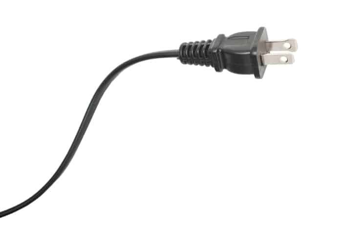 Power cord in a white background